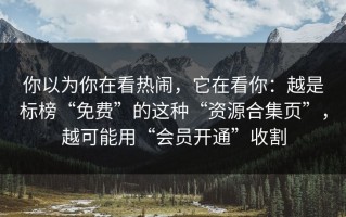 你以为你在看热闹，它在看你：越是标榜“免费”的这种“资源合集页”，越可能用“会员开通”收割