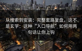 从搜索到安装：完整套路复盘，这不是玄学：这种“入口导航”如何用两句话让你上钩