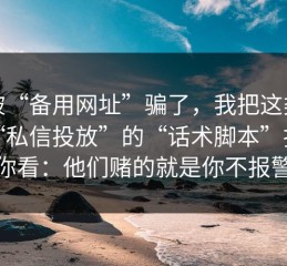 别被“备用网址”骗了，我把这类这种“私信投放”的“话术脚本”拆给你看：他们赌的就是你不报警