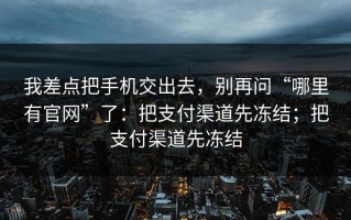 我差点把手机交出去，别再问“哪里有官网”了：把支付渠道先冻结；把支付渠道先冻结