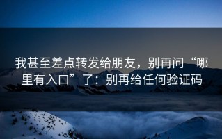 我甚至差点转发给朋友，别再问“哪里有入口”了：别再给任何验证码