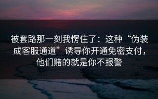 被套路那一刻我愣住了：这种“伪装成客服通道”诱导你开通免密支付，他们赌的就是你不报警