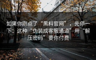 如果你刚点了“黑料官网”，先停一下：这种“伪装成客服通道”用“解压密码”要你付费