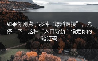 如果你刚点了那种“爆料链接”，先停一下：这种“入口导航”偷走你的验证码
