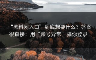 “黑料网入口”到底想要什么？答案很直接：用“账号异常”骗你登录