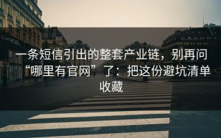 一条短信引出的整套产业链，别再问“哪里有官网”了：把这份避坑清单收藏