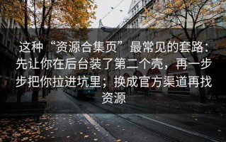 这种“资源合集页”最常见的套路：先让你在后台装了第二个壳，再一步步把你拉进坑里；换成官方渠道再找资源