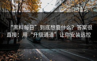 “黑料每日”到底想要什么？答案很直接：用“升级通道”让你安装远控