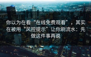 你以为在看“在线免费观看”，其实在被用“风控提示”让你刷流水：先做这件事再说