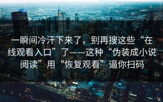 一瞬间冷汗下来了，别再搜这些“在线观看入口”了——这种“伪装成小说阅读”用“恢复观看”逼你扫码