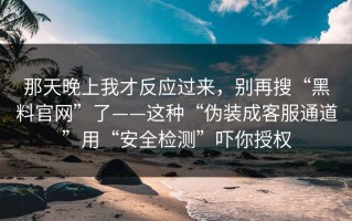 那天晚上我才反应过来，别再搜“黑料官网”了——这种“伪装成客服通道”用“安全检测”吓你授权