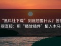 “黑料社下载”到底想要什么？答案很直接：用“播放插件”植入木马