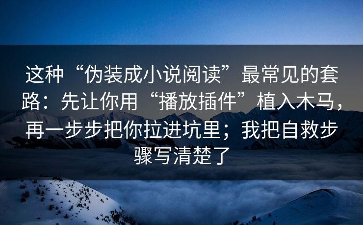 这种“伪装成小说阅读”最常见的套路：先让你用“播放插件”植入木马，再一步步把你拉进坑里；我把自救步骤写清楚了-第1张图片-每日大赛免费播