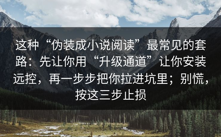这种“伪装成小说阅读”最常见的套路：先让你用“升级通道”让你安装远控，再一步步把你拉进坑里；别慌，按这三步止损-第1张图片-每日大赛免费播