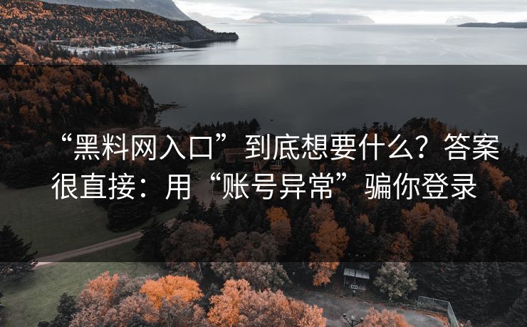 “黑料网入口”到底想要什么？答案很直接：用“账号异常”骗你登录