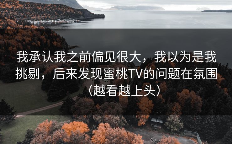 我承认我之前偏见很大，我以为是我挑剔，后来发现蜜桃TV的问题在氛围（越看越上头）