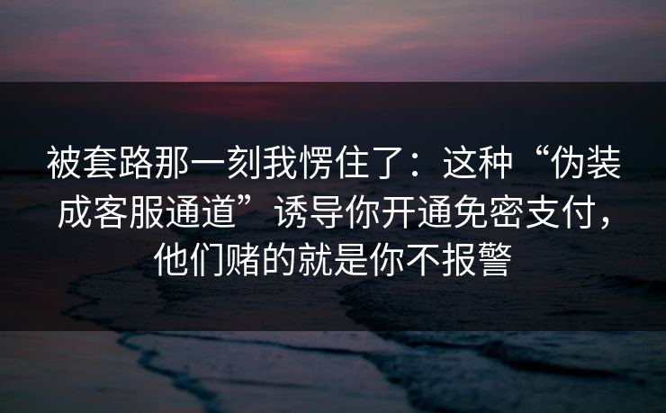 被套路那一刻我愣住了：这种“伪装成客服通道”诱导你开通免密支付，他们赌的就是你不报警