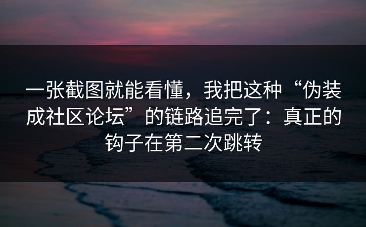 一张截图就能看懂，我把这种“伪装成社区论坛”的链路追完了：真正的钩子在第二次跳转